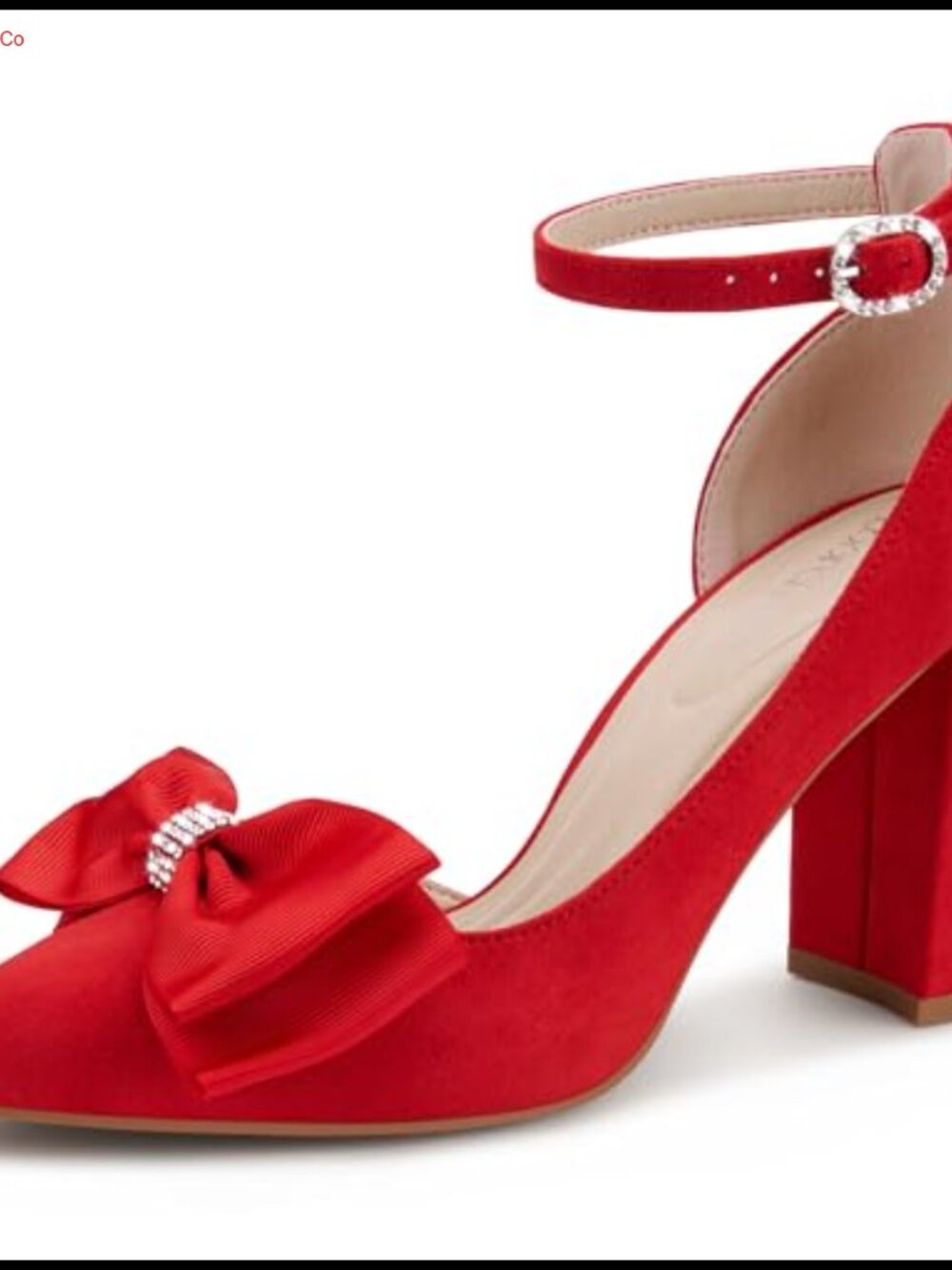 Chunky Block Heel Pointed Toe Bow Pumps Ankle Strap Dress Shoes